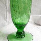 Apple green bubble glass vase signed biot