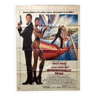 Affiche originale de cinéma - dangereusement votre - 120x160 cm grand format - pliée - 007 james bond - 1985