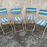 Lot de quatre sièges pliants de camping vintage