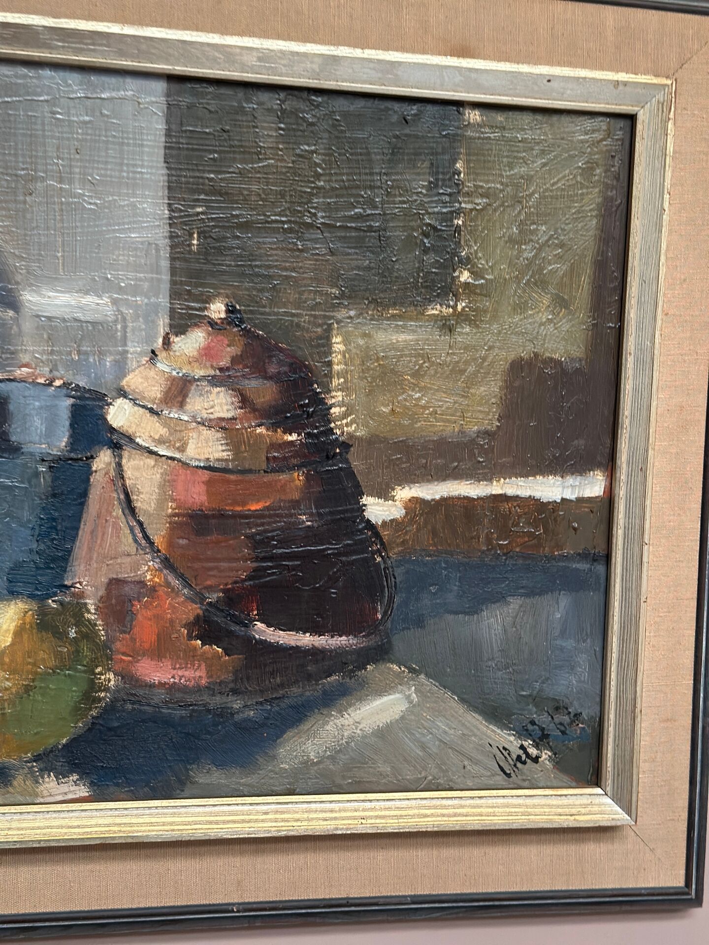 Huile sur panneau – « Nature morte » attribuée à Åke Wilhelm Andersson – 1962