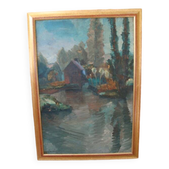 Painting by Jean Burkhalter / Auxerre landscape
