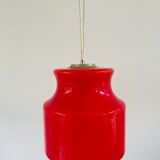 Lampe en verre rouge intérieur opaline vintage unique