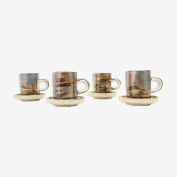 Lot de 4 tasses à expresso et 4 sous-tasses