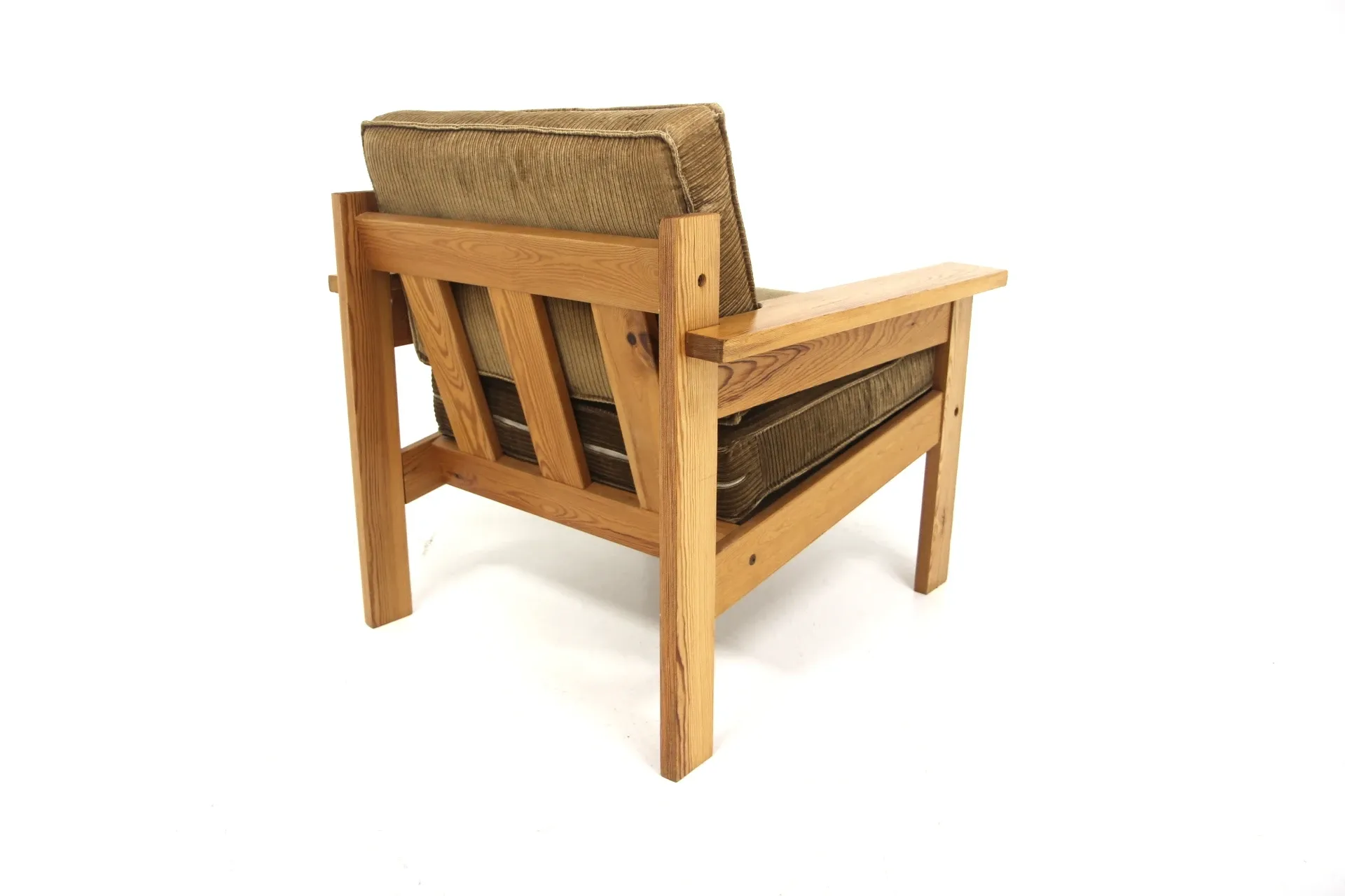 Scandinavian armchair in pine and velvet, Sweden, 1970