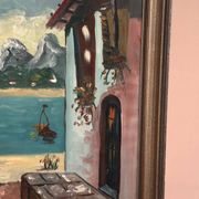 Oil on canvas “By the Lake” by Hartvig Jarlhov, Vintage & Framed 48×56cm