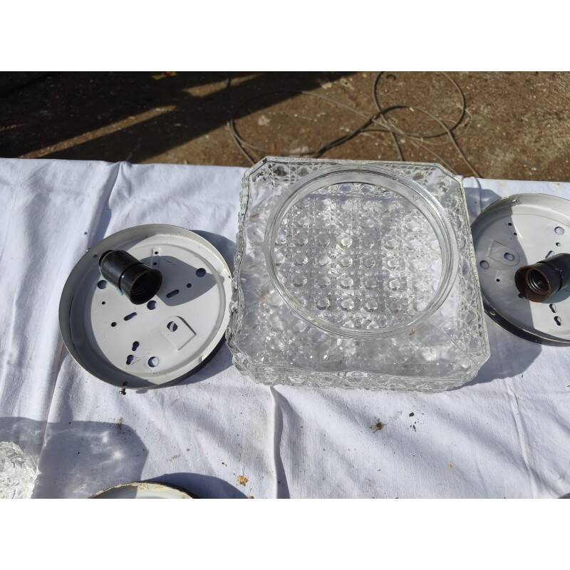 4 vintage ceiling lights from the 1960s in glass