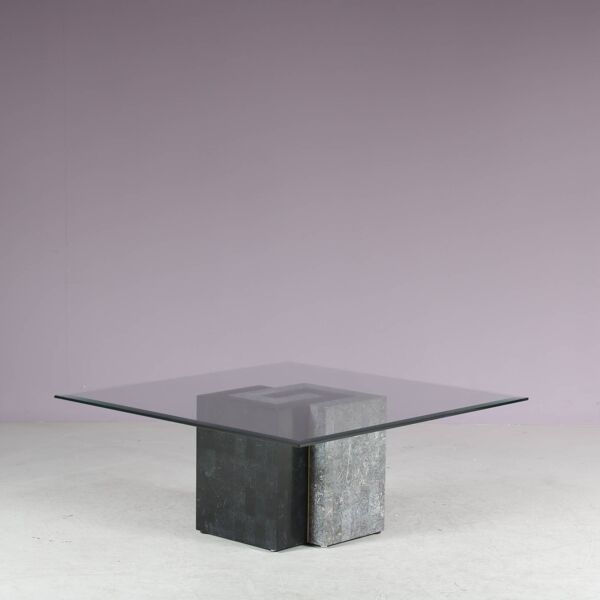 Table basse en pierre à mosaïque des années 1980 par Maitland-Smith, États-Unis
