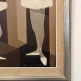 Mid-Century Modern Swedish "Modernist Ballerinas" Vintage Figurative Oil Painting by Fabian Lundqvis
