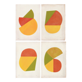 Series of 4 collages on old paper signed Eawy