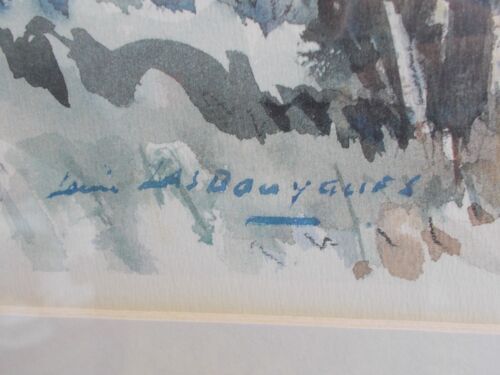 Watercolor Aix en Provence Beaurecueil signed Lasbouygues