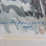 Watercolor Aix en Provence Beaurecueil signed Lasbouygues