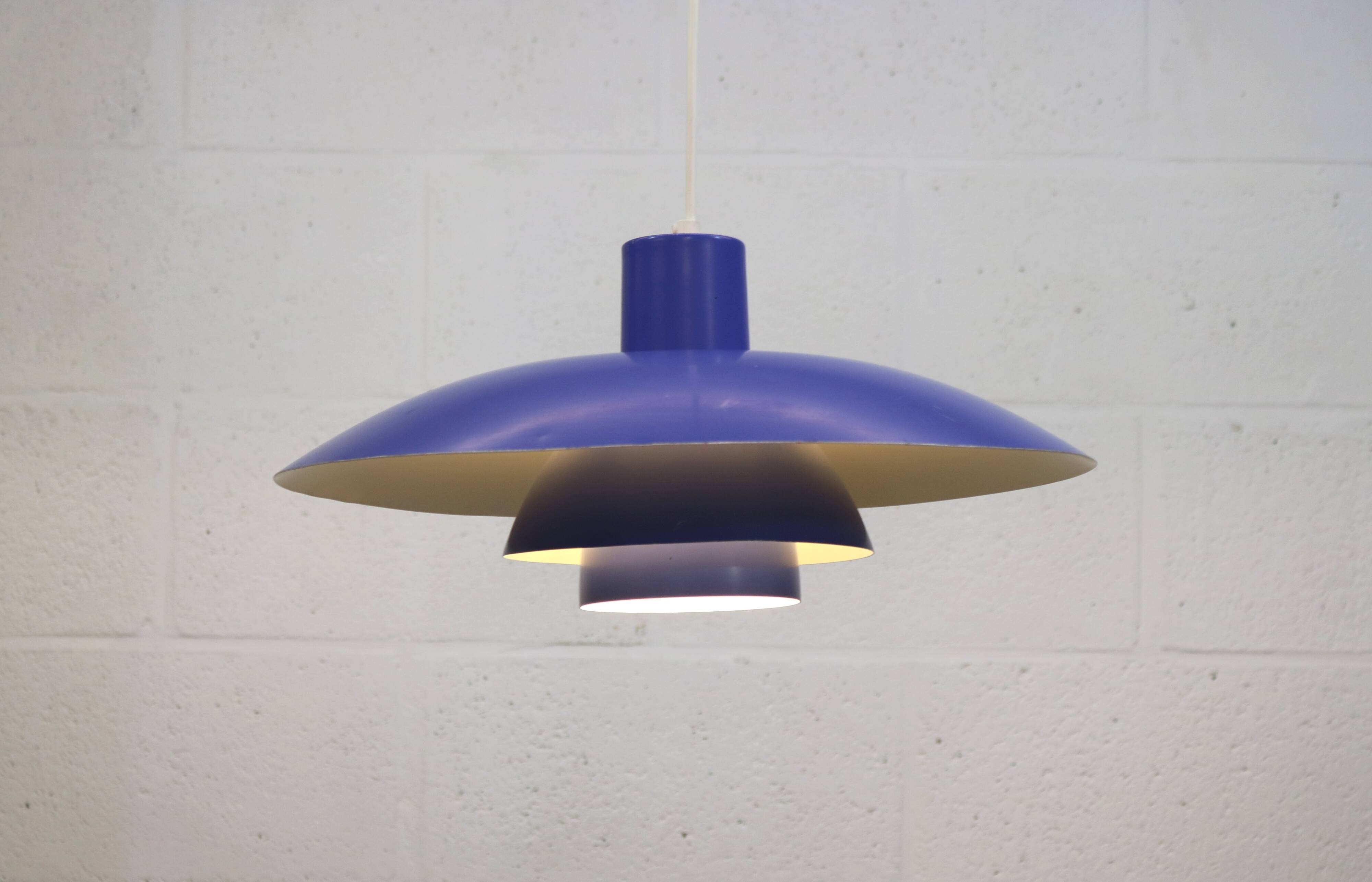 Blue Louis Poulsen PH 4/3 Pendant Lamp: 1970s Scandinavian Design