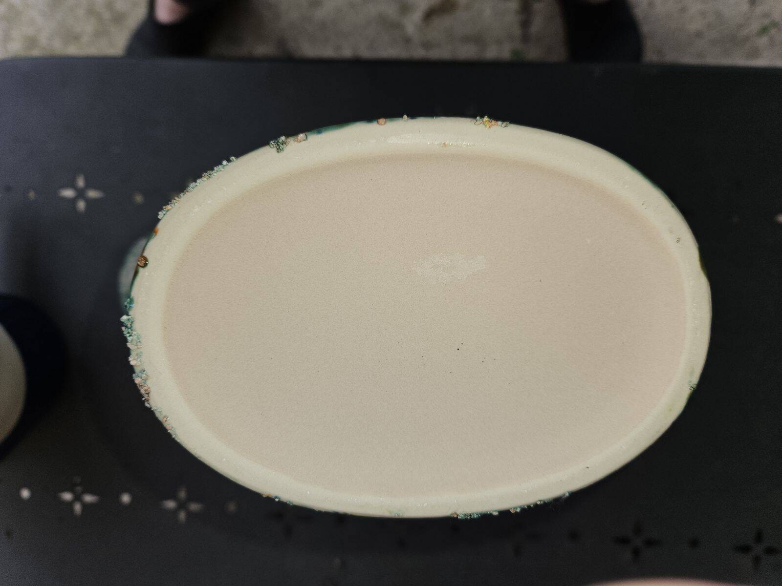 Unique Shell Vase Hand Enameled Green