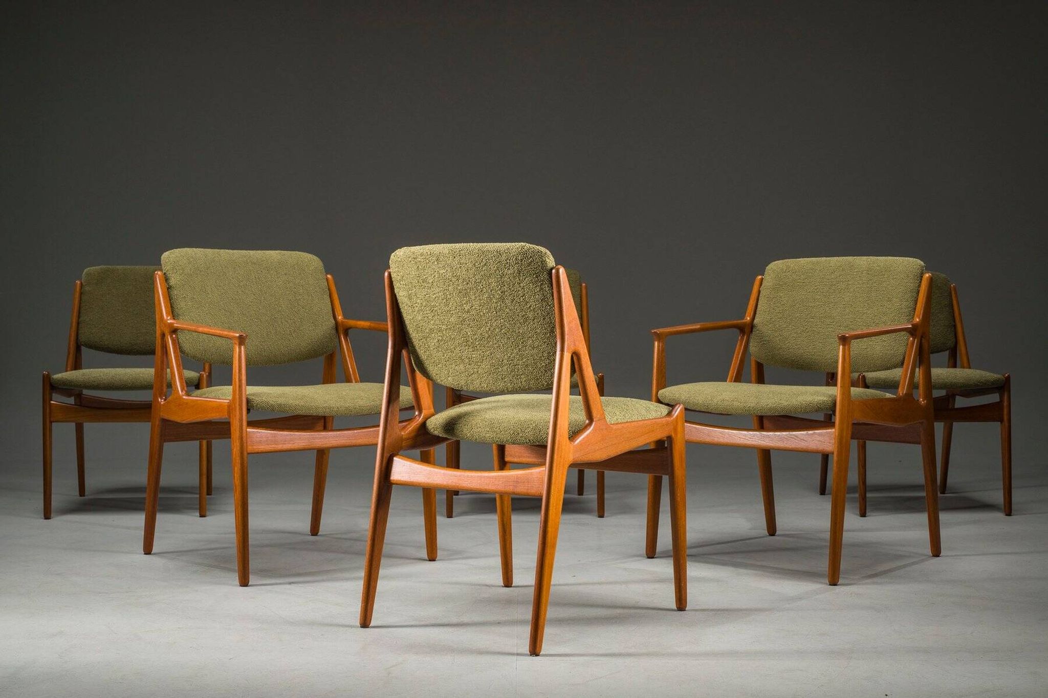 Danish Ella chairs in teak attributed to Arne Vodder for Vamo Sønderborg, 1960s, set of 6