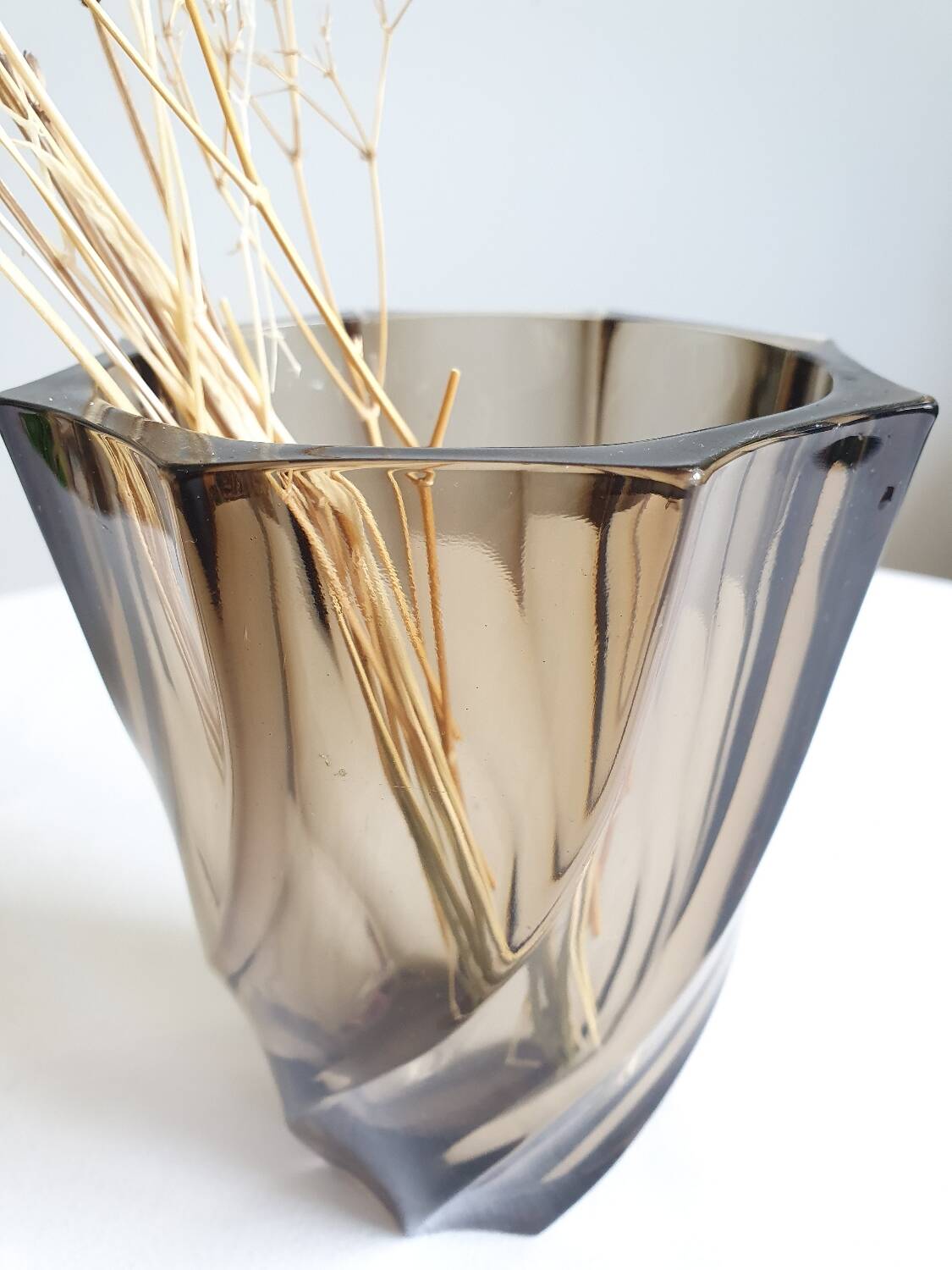 Vintage smoked glass vase