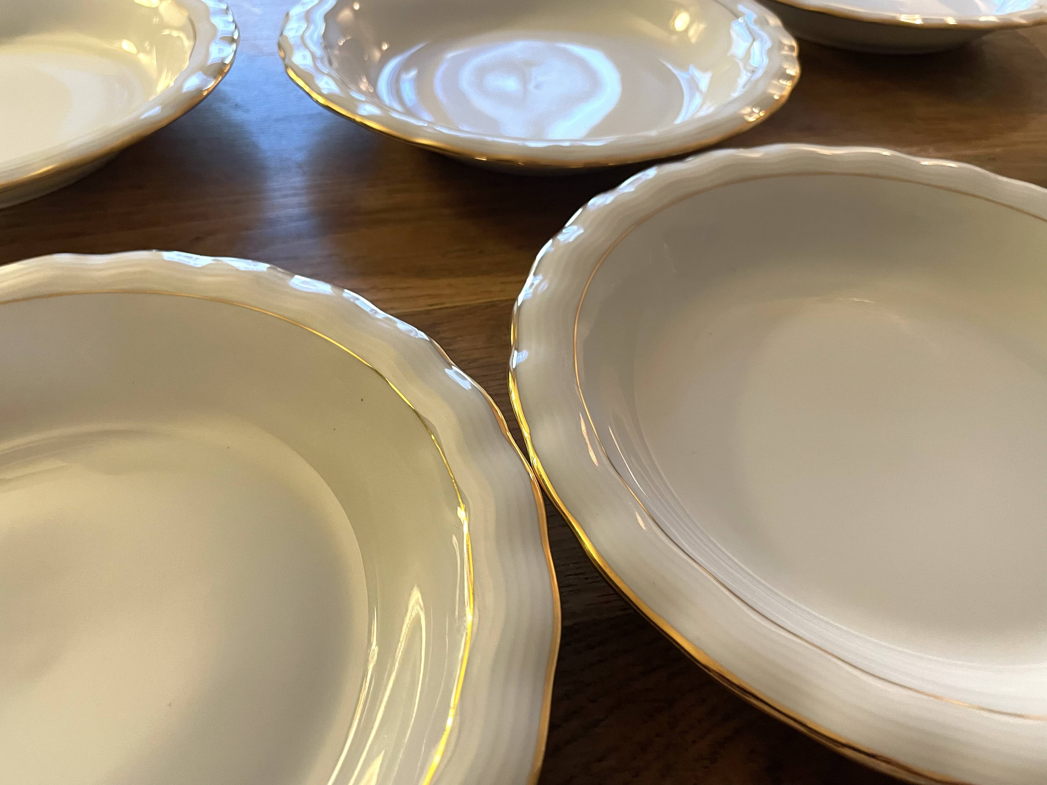 6 Limoges porcelain soup plates signed P. Dessagne in very good condition