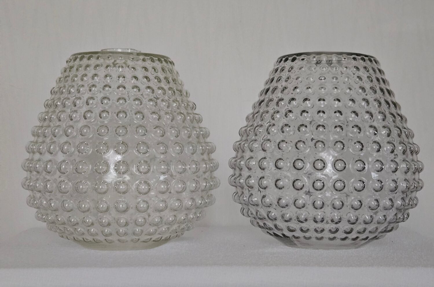Pair of vintage bubbled glass lampshades