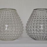 Pair of vintage bubbled glass lampshades