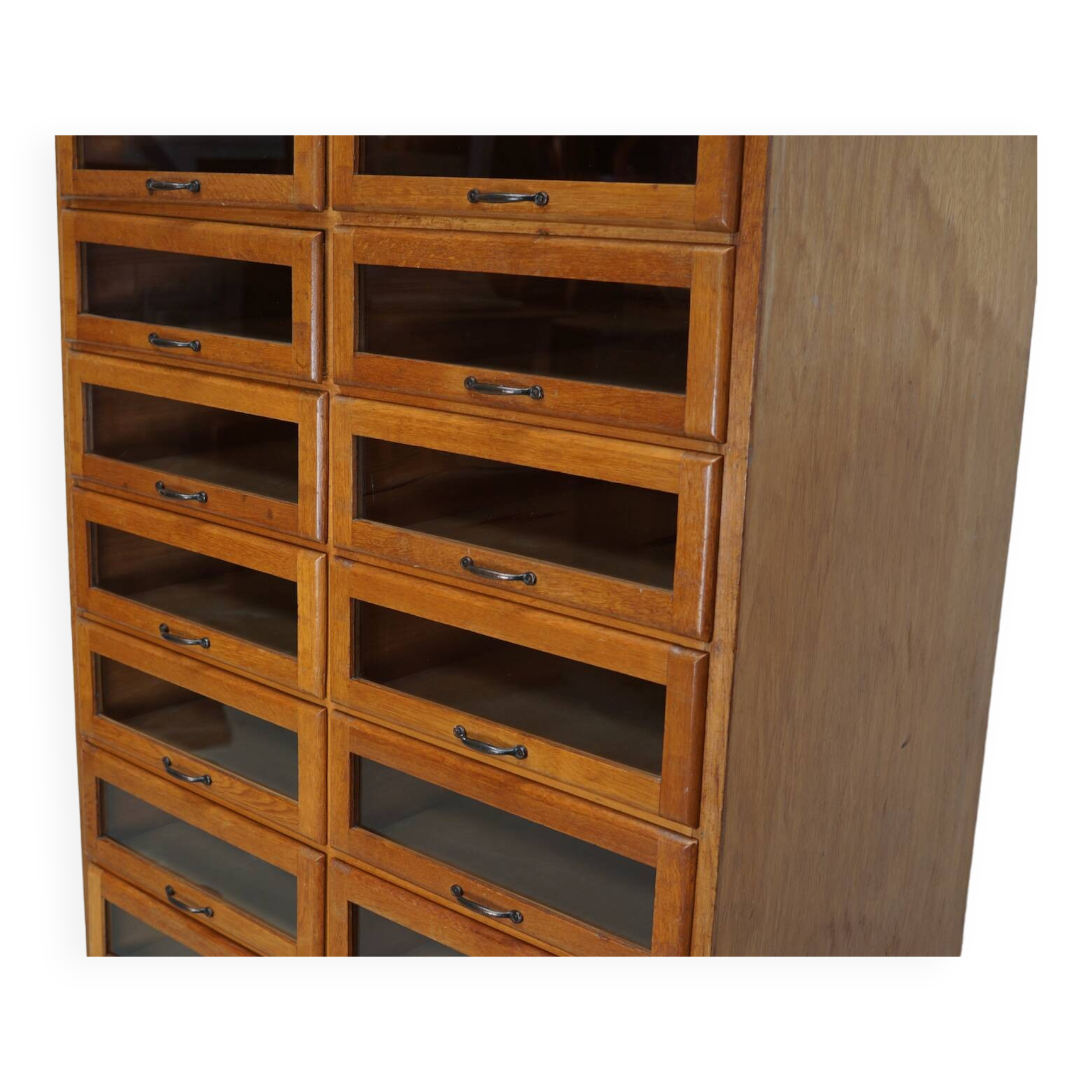English Haberdashery Shop Cabinet with Glass Fronted Drawers, Circa 1930s