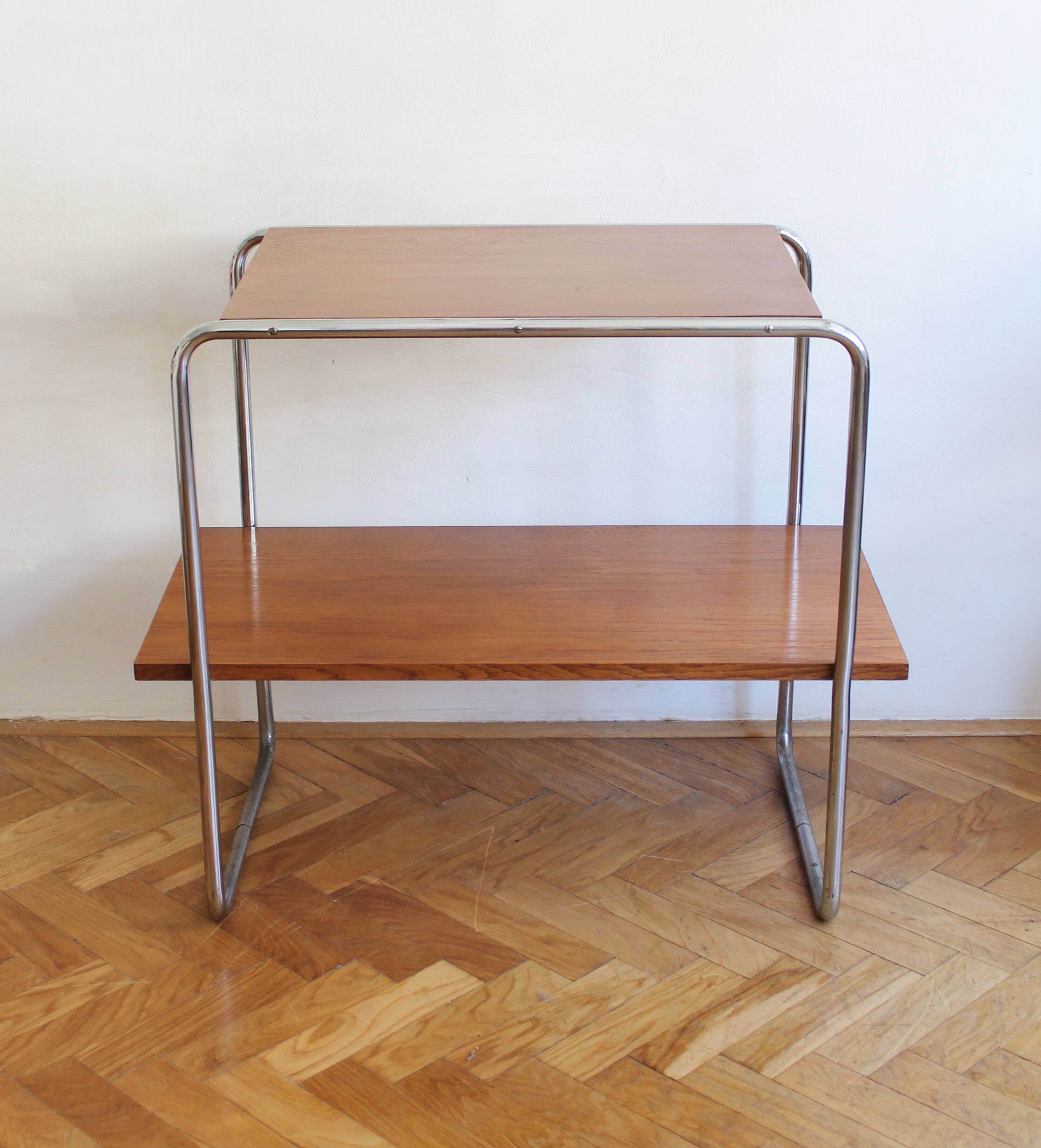 1940s Bauhaus Tubular Steel Side Table in the Style of Marcel Breuer