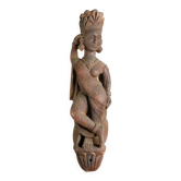 Sculpture en bois déesse indienne faite main XXe siècle