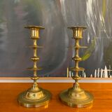 Pair vintage candlesticks solid brass