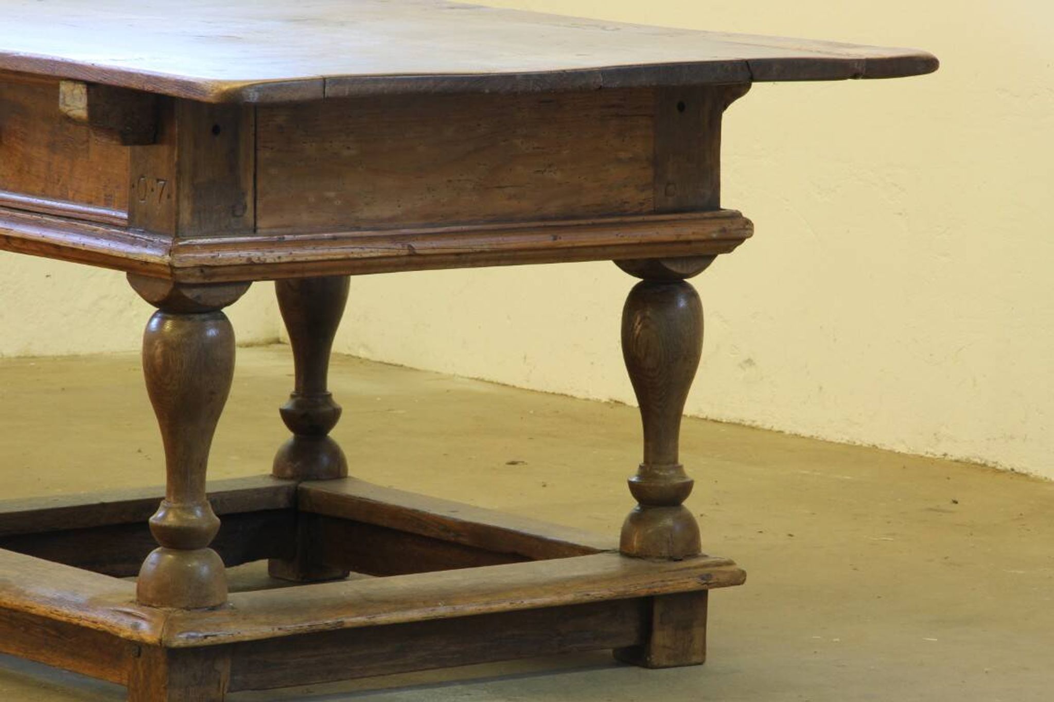 Baroque antique Nordic provincial oak table 1800s rustic farmhouse, rich patina