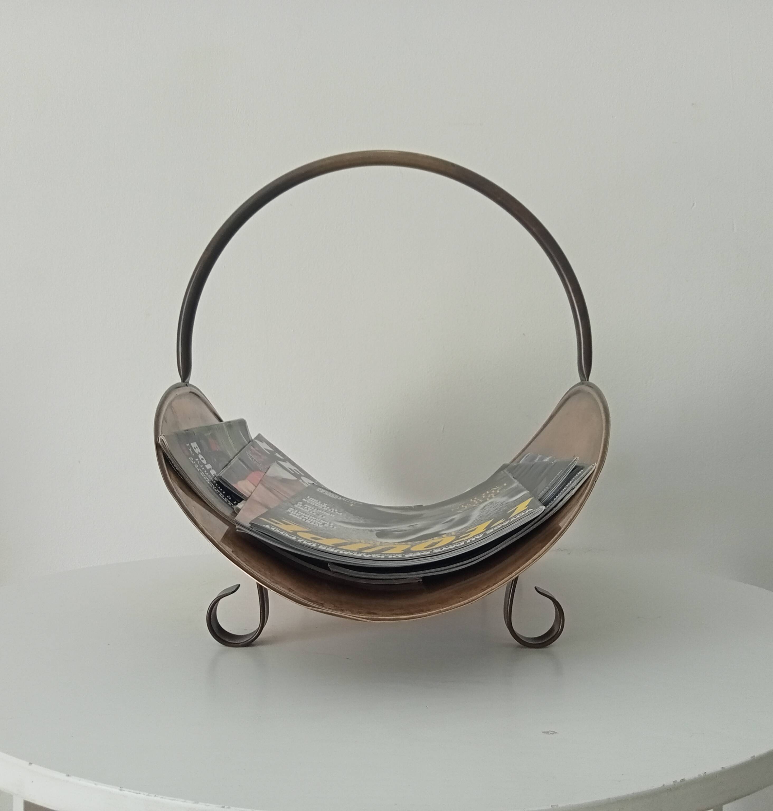 Old brass log holder