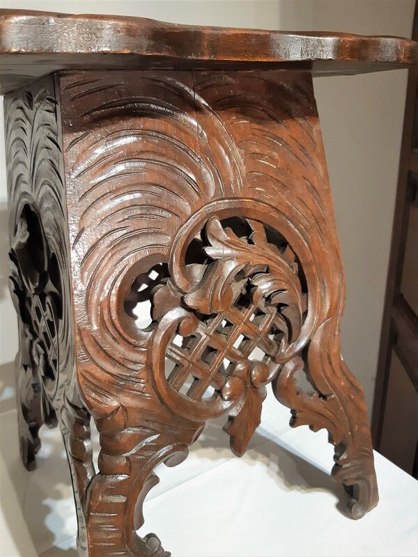Rustic carved stool black forest