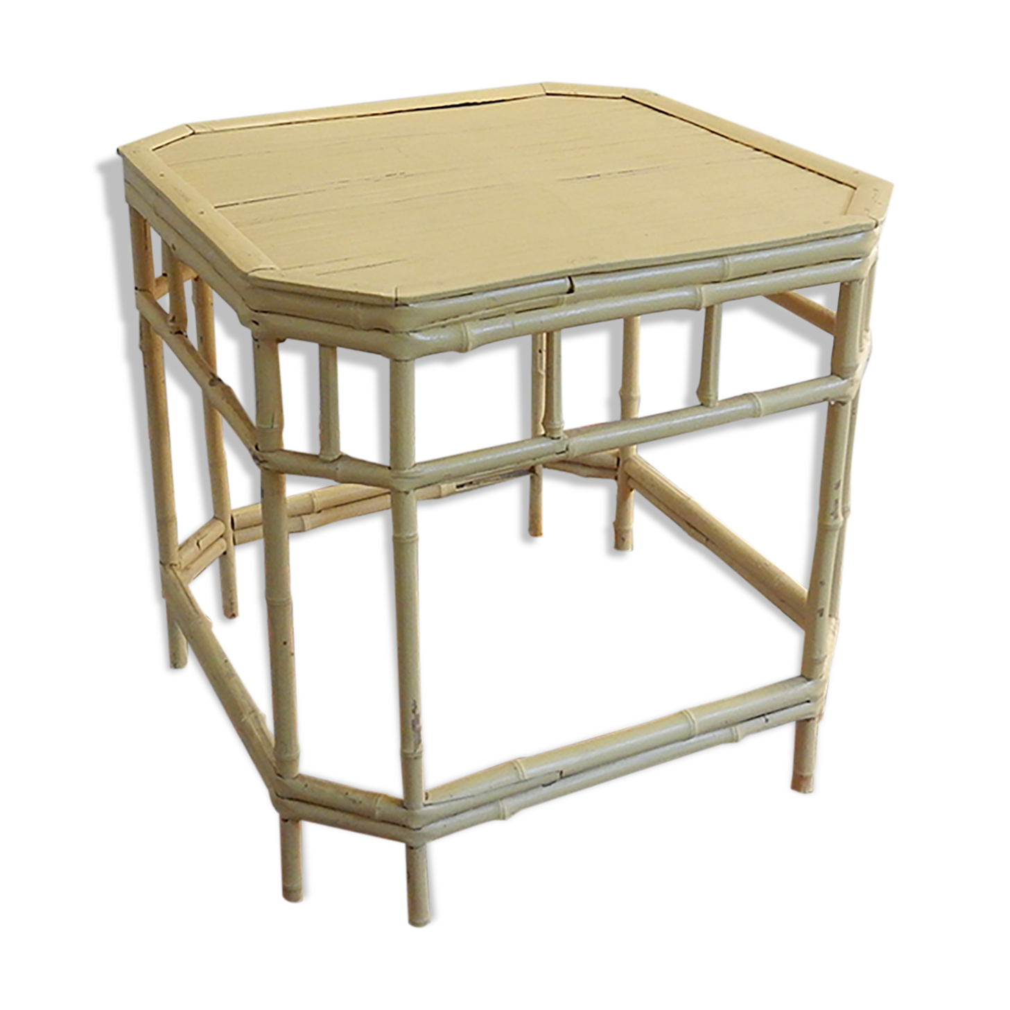 Bamboo coffee table painted yellow