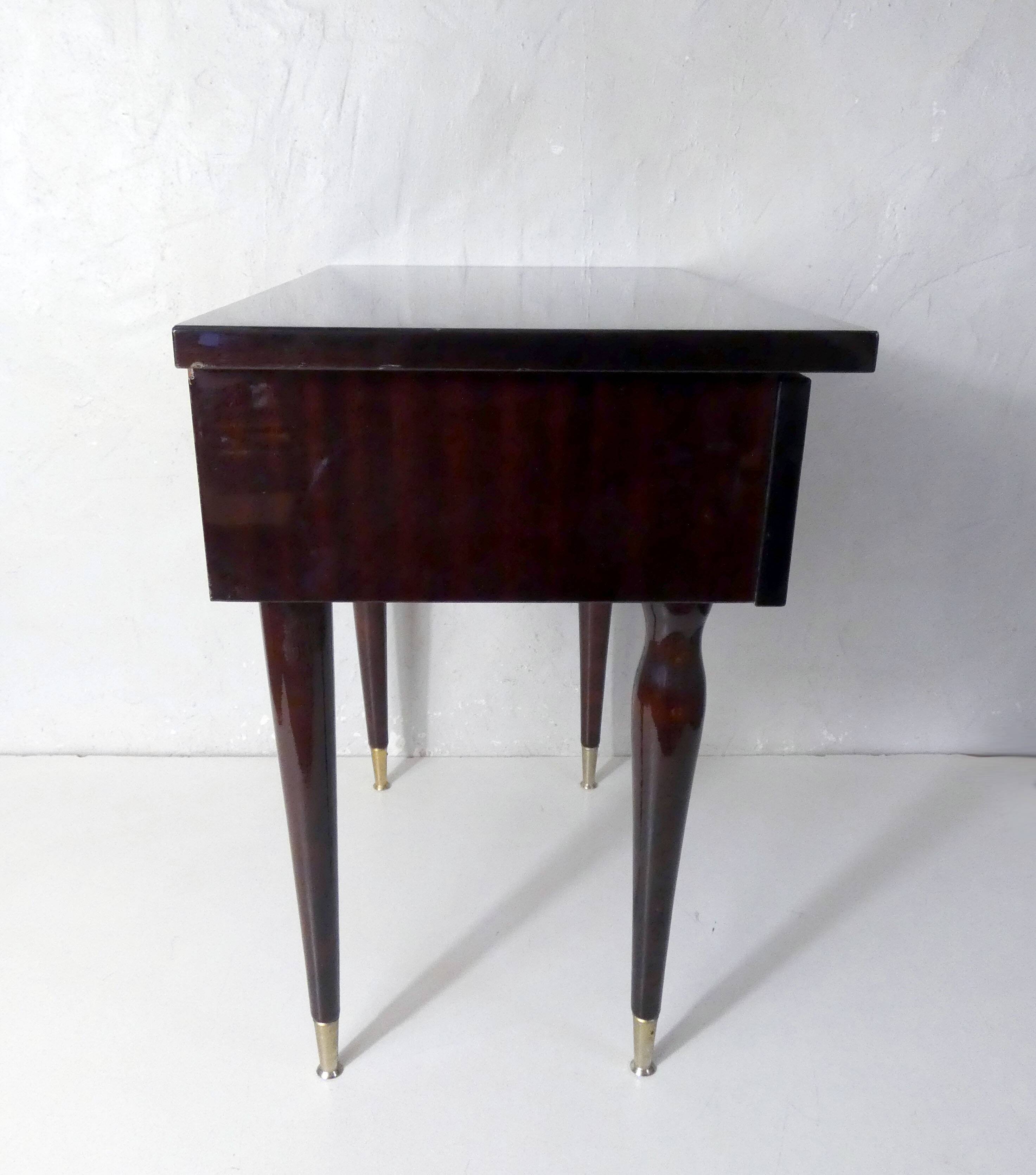 bedside table in lacquered wood and brass