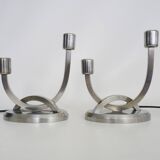 Pair of table lamps, Art Deco bedside lamp, chrome metal