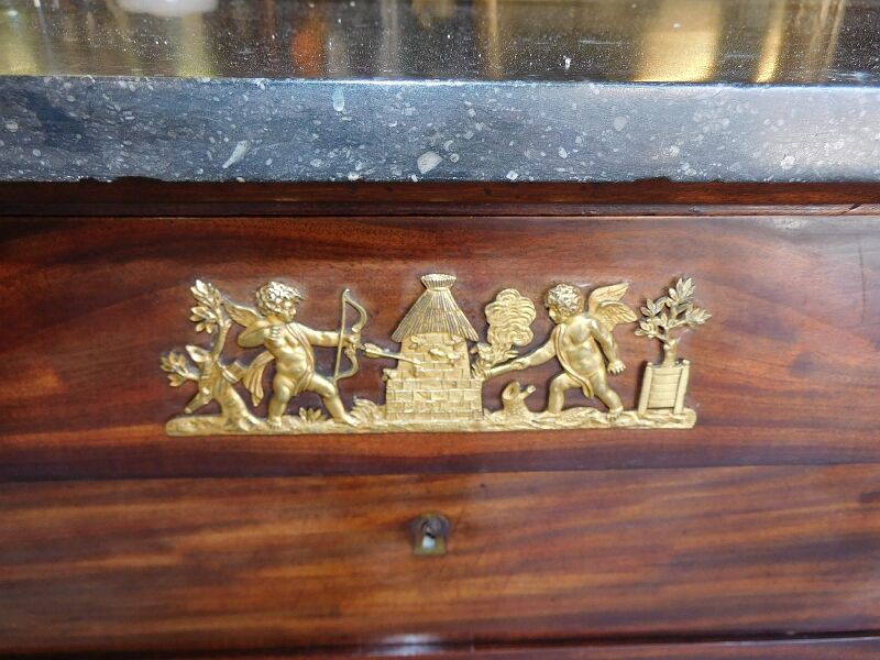 Empire dresser 4 drawers in mahogany and bronze