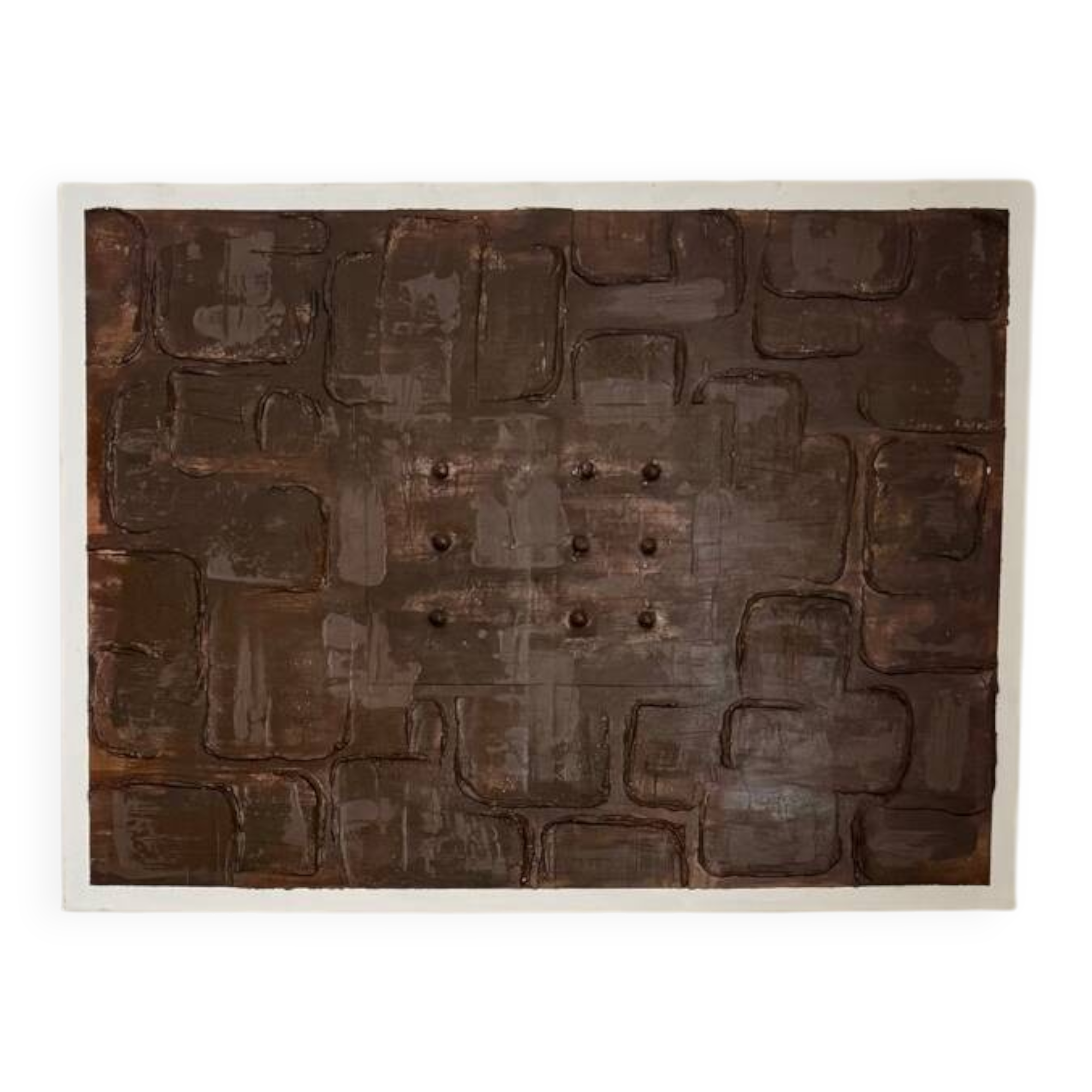 Monochrome brown table with strong relief – Wabi-Sabi spirit