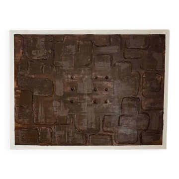 Tableau monochrome marron à fort relief – Esprit Wabi-Sabi