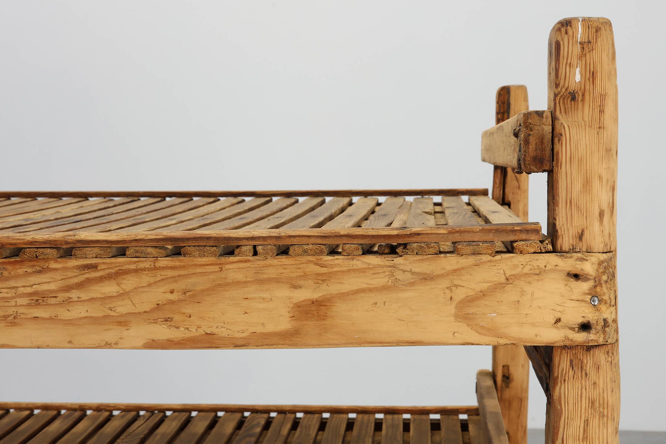 Large baker's cart/ rolling shelf in pine wood, France ca. 1900
