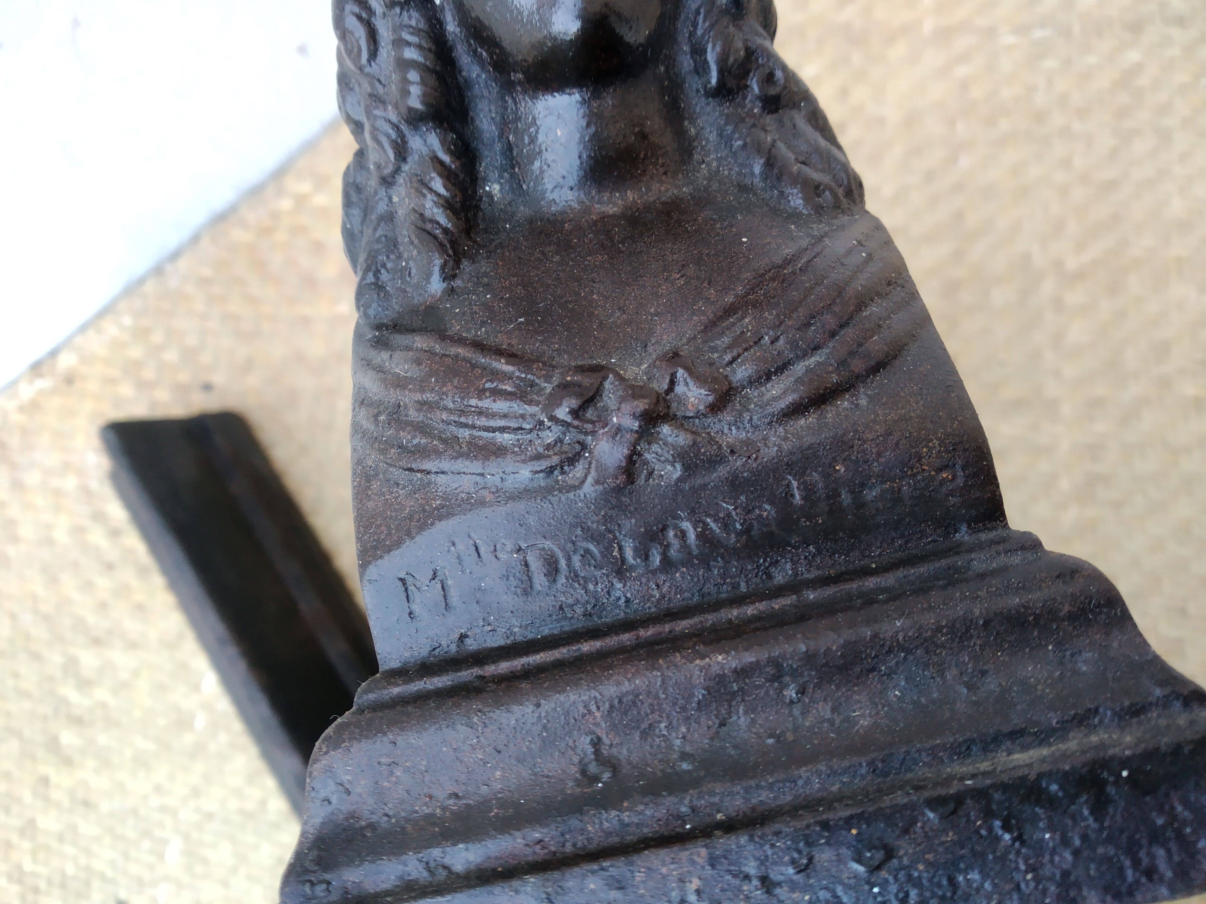 Pair of bust fireplace andirons Louise de La Vallière XIX