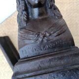 Pair of bust fireplace andirons Louise de La Vallière XIX