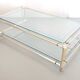 Rectangular Crystal and White Metal Coffee Table with a Lower Shelf