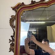 Important Venetian Baroque mirror in Louis XV style in lacquered and gilded wood