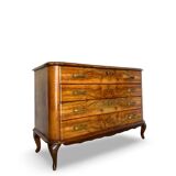 Italian art deco burl walnut chest of drawers, 1930s/1940s