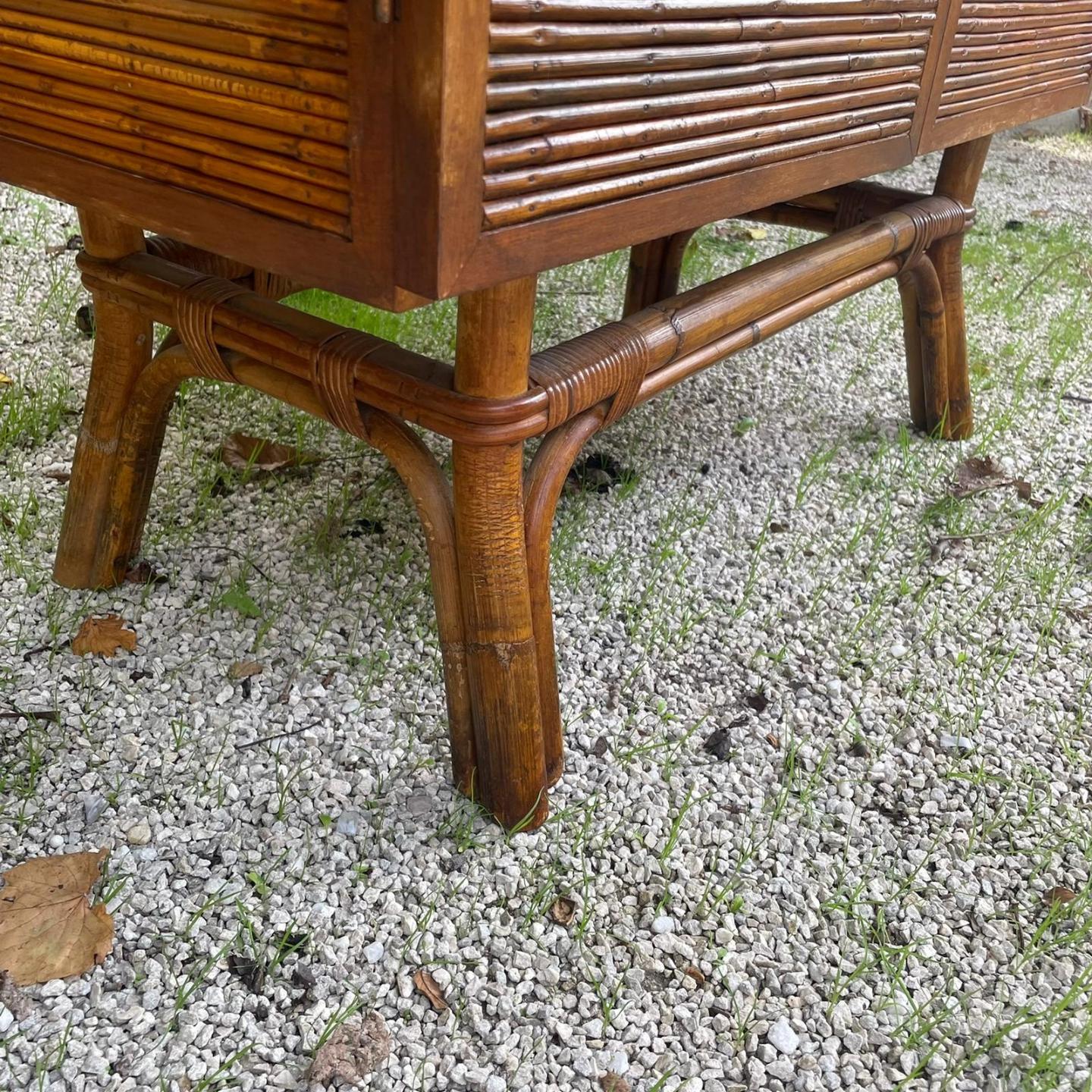 Vintage rattan and ceramic bar furniture