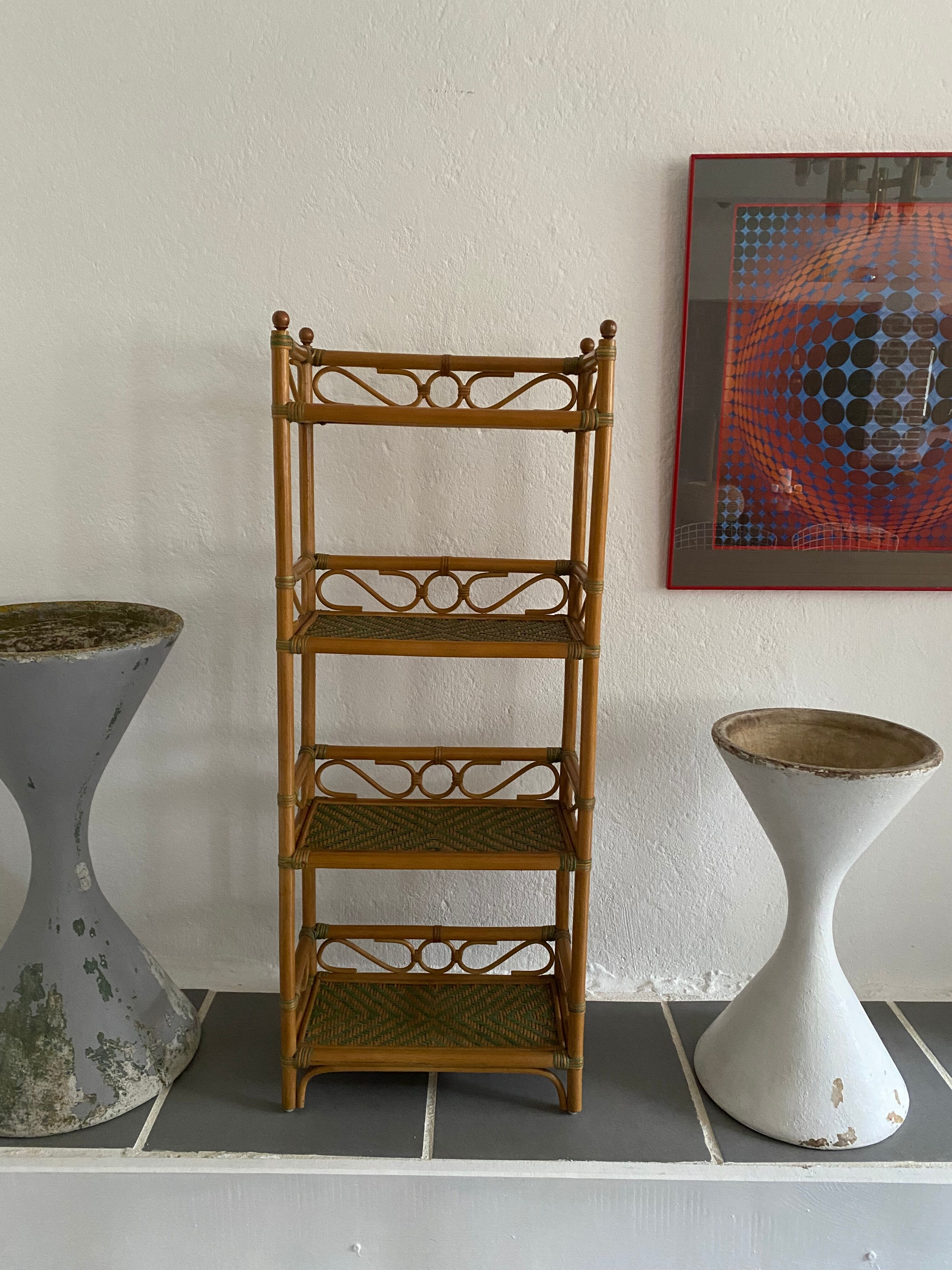Vintage rattan shelves