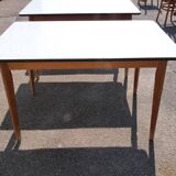 set of 3 vintage white Formica and wood tables