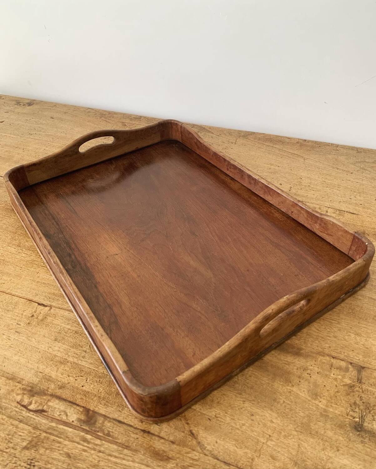Old large wooden tray