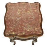 Table de chevet ancienne bombée en marbre Louis XV fin XIXe siècle