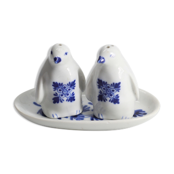 Salière et poivrière en céramique pingouin