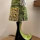 Vintage ceramic lamp in black and green - 1950s / 1960s - Handmade lampshade