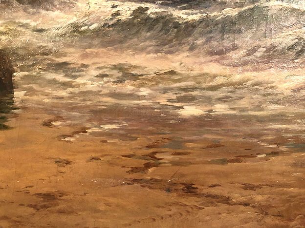 George Henry Jenkins (1843-1914). The shore, very large oil on canvas framed.
