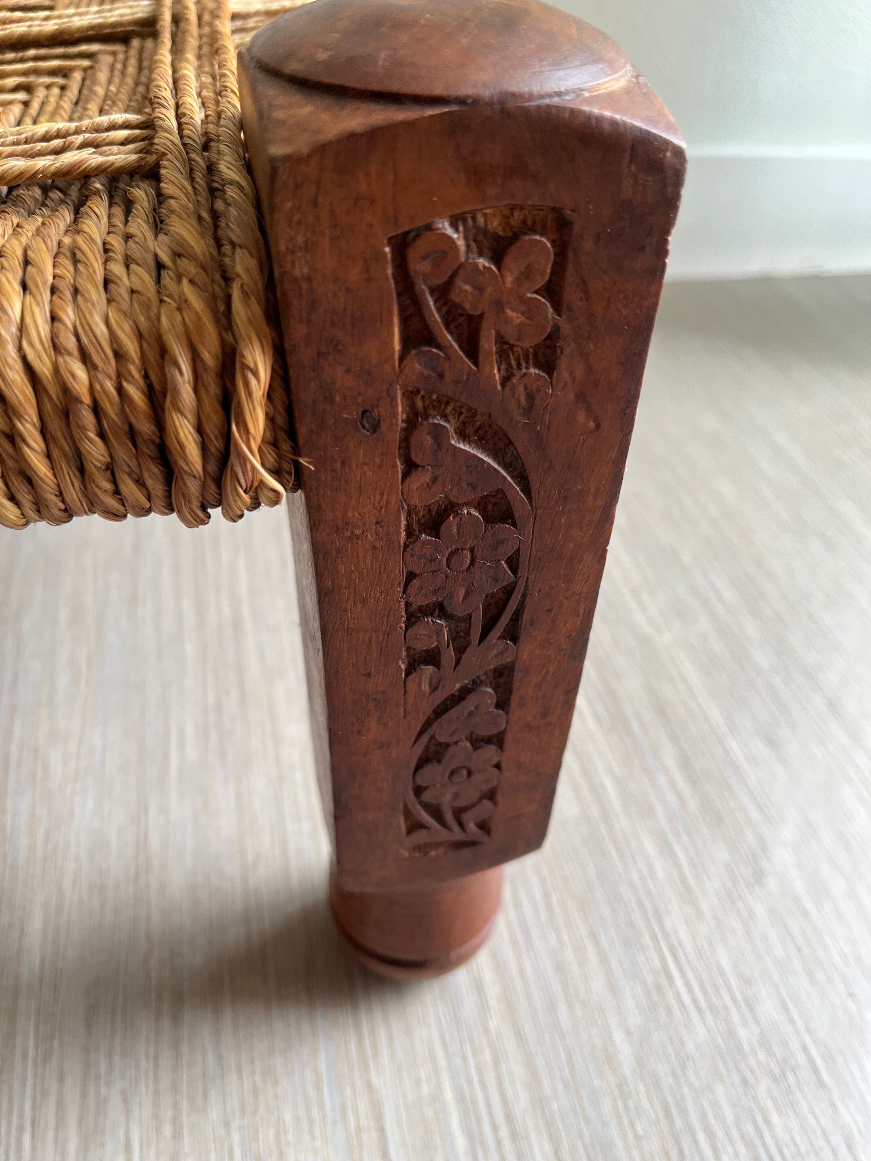 Charpoy stool wood and rope